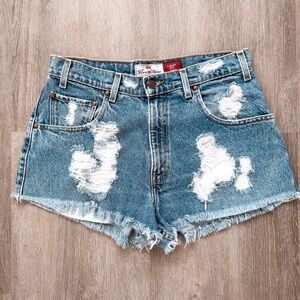 Levi's 545 Vintage 90’s Orange Tab Distressed Jean Shorts size 10/11